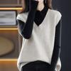 Women Vests Sweaters 2025 Sleeveless V-Neck Black White Knitted Vest Sweater Women Tops JJ146