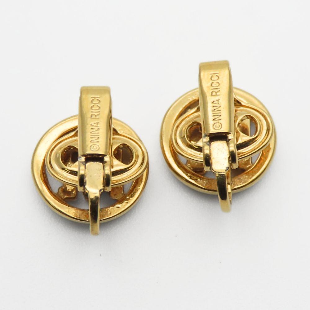 Used NINA RICCI Earring metal 3.2g gold logo