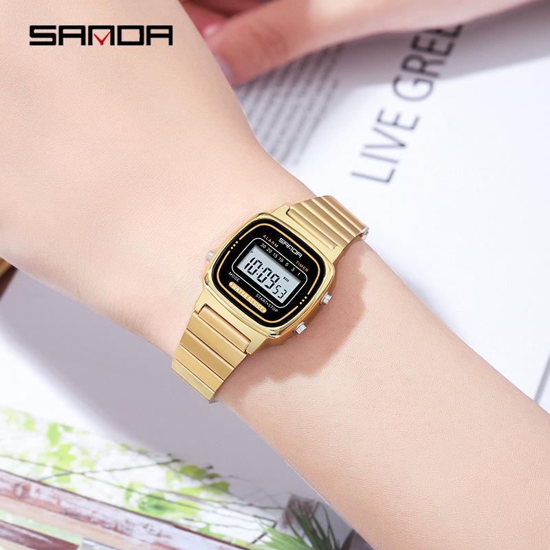 Sanda Fashion Unisex Electronic Multifunction Stainless Steel Watches