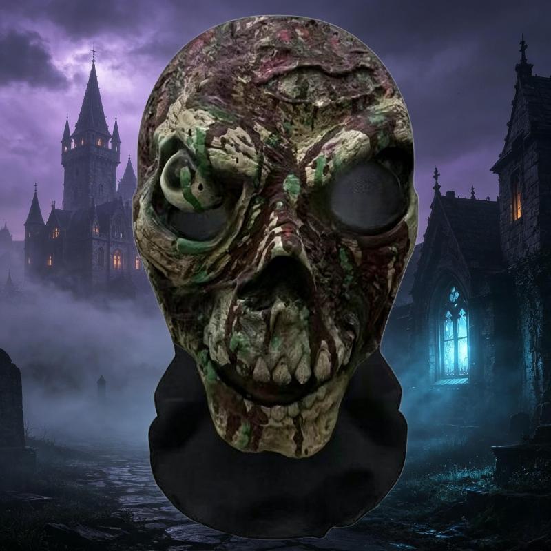 1Pcs Halloween Skull Mesh Printed Head Cover, Sun-Protective And Breathable Face Mask With Visibility, Festival Party Head Cover
