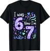 7 Years Old Birthday I Was 6 Now I'm 7 6 7 Funny T-Shirt