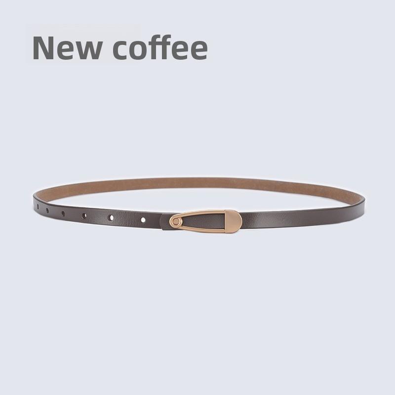 New arrival calfskin belt women's silm pattern thin belt