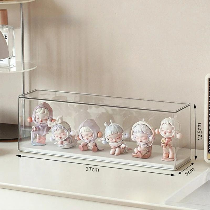 Cute Acrylic Display Case for Mini Collectibles 6 Tier Stackable Shelf Dustproof Cabinet for Blind Box Toys and Anime Figures