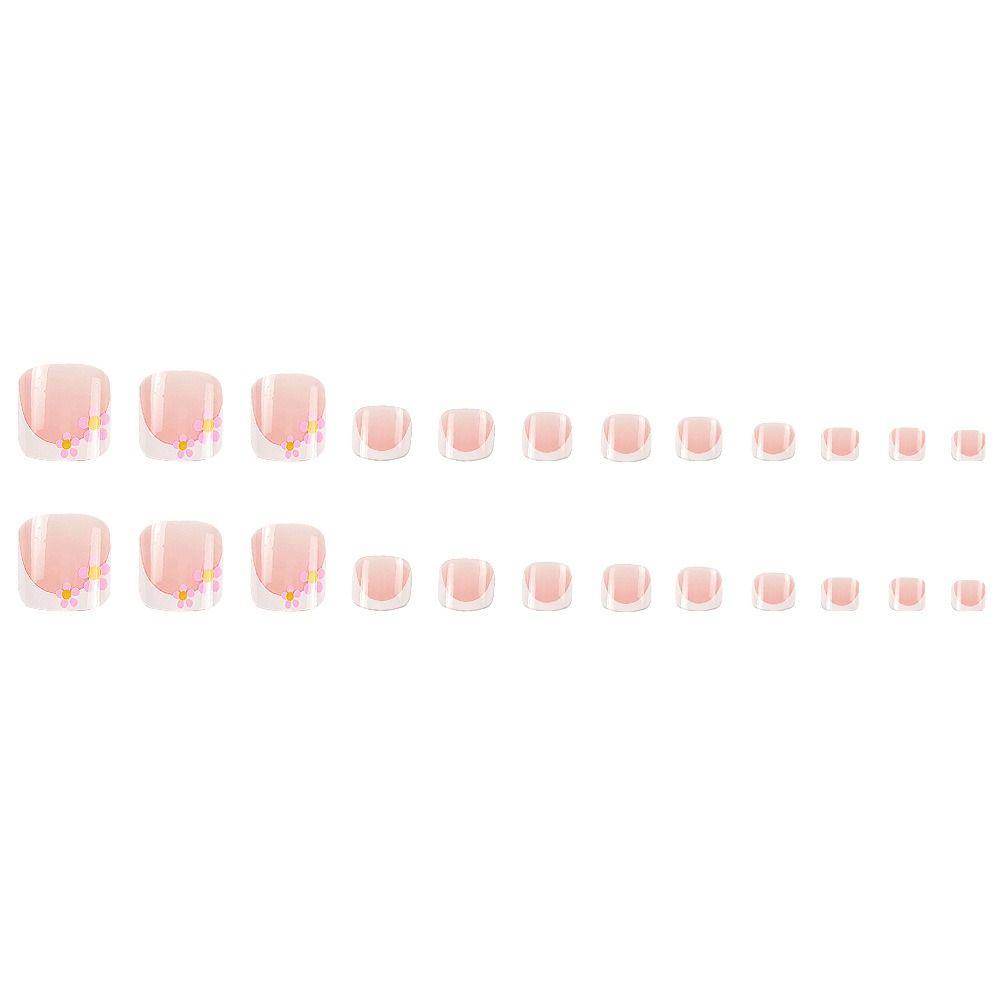 Square Head Fake Toenails Wearable Manicure Foot Nail Tips Detachable Press On Nails  Girl