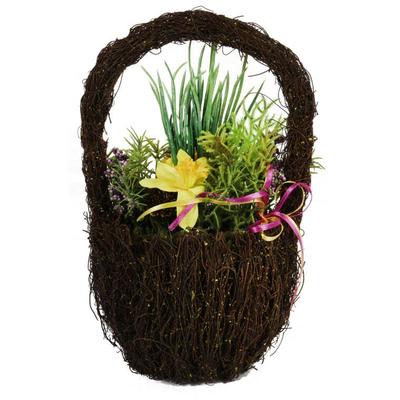 Colorful Set of Artificial Flowers In a Basket 25cm - Easter Gift