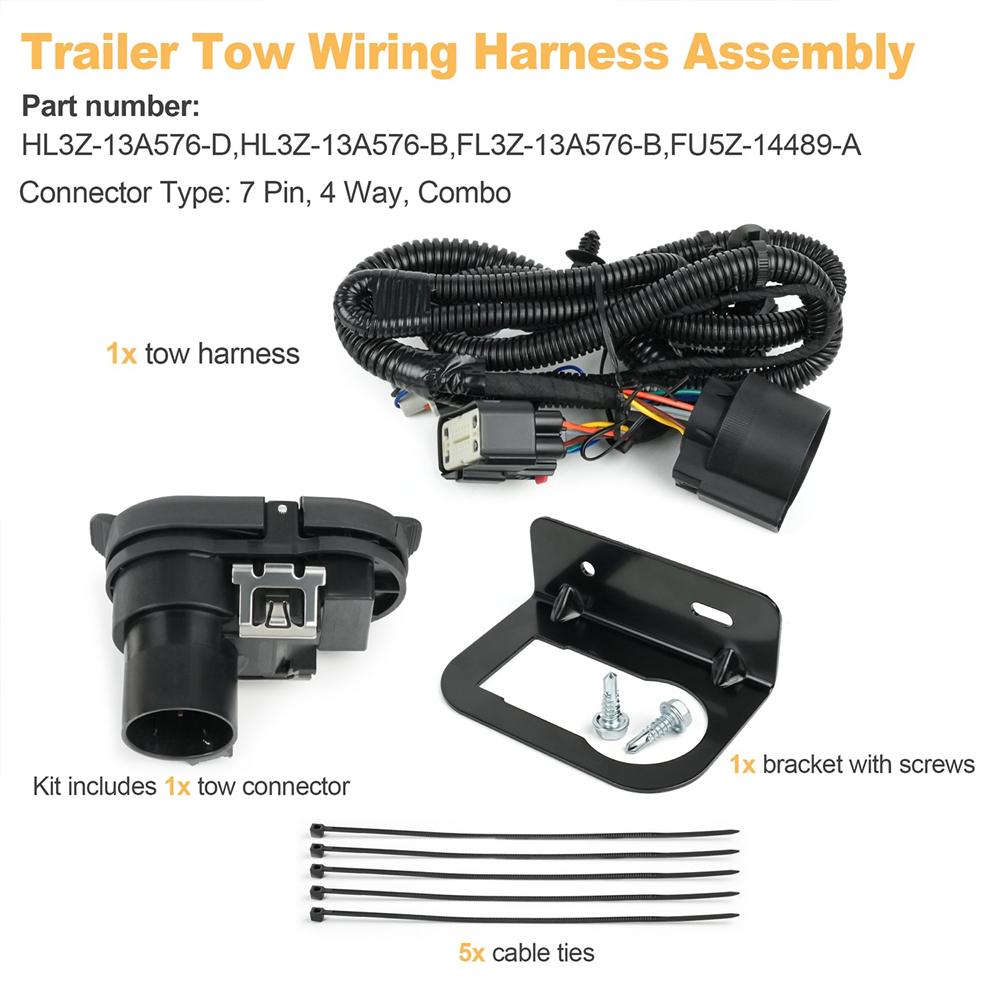 Rear Bumper Tow Connector Harness Kit HL3Z-13A576-D Fit for Ford F-150 2015-2020