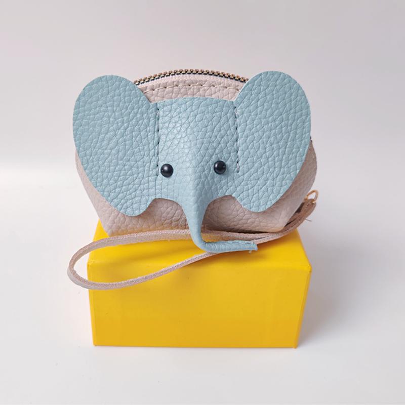 Pu Leather Baby Elephant Coin Purse Women'S Bag Pendant Creative Card Holder Storage Lipstick Envelope Zipper Money Bag