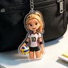 Volleyball-Thema Schlüsselanhänger Acryl Mädchen Schlüsselanhänger, Cartoon-Spieler Auto Schlüssel Sport Zubehör Ring, Anhänger Schultaschen Rucksäcke Geldbörsen