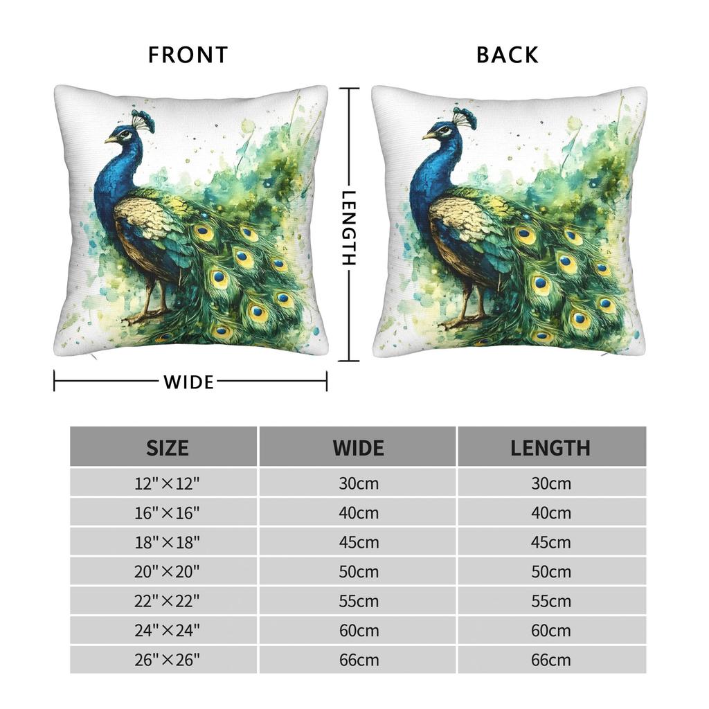 Peacock Feather Printing Pillowcases Retro Trendy Pillow Case For Sofa Couch Bed Living Room Soft Pillow Cover
