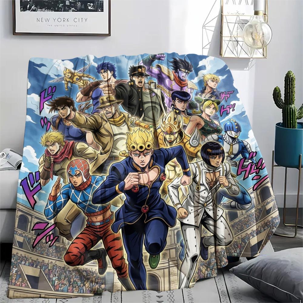 1PC Jojo'S Bizarre Adventure Patterned Flannel Blanket Suitable For All Seasons For Home Decor Warmth And Comfort Gifts Holiday Present