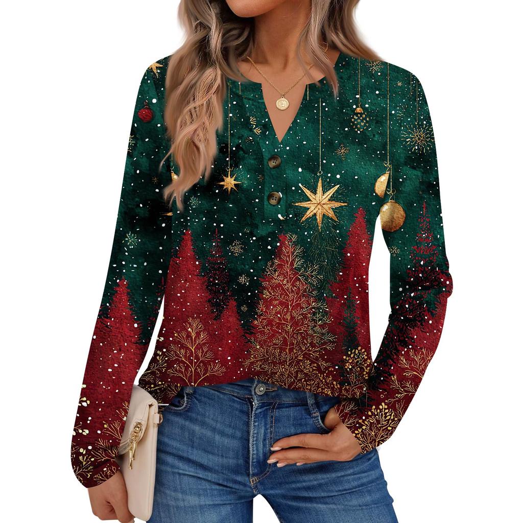 Women's Printed Long Sleeve Shirts Elegant Casual Tops Trendy Shirts Tops
