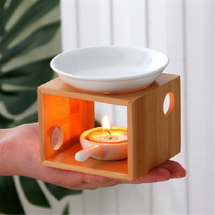 Elegant Wood Oil Warmer Diffuser Holder With Removable Ceramic Bowl For Easy Cleaning And Maintenance