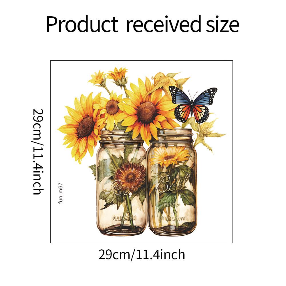 

Акварельные наклейки на туалет с изображением подсолнуха и бабочки, ванная комната, украшение ванной комнаты, декоративные настенные наклейки 29*29CM/fun-m67