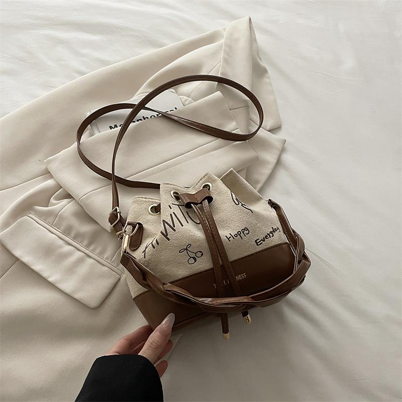 Текстурированная портативная сумка-ведро женская осенне-зимняя новая замшевая для ежедневной поездки на работу наплечная сумка ретро сумка-мессенджер