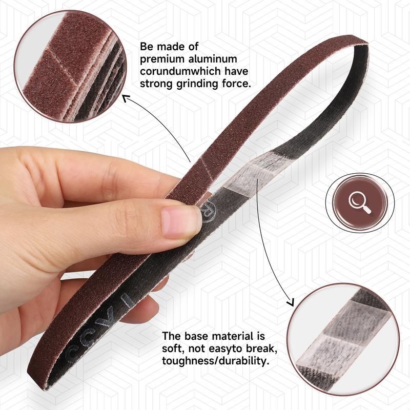 30pcs 10x330mm Sanding Belts60/80/100/120/240 Mix Grit Sander Abrasive Belt Tool for Metal Wood Furniture Grinding Polishing