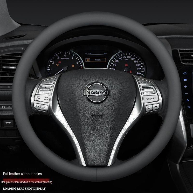 Compatible with Nissan Sylphy, Tiida, Qashqai, Livina, X-Trail, Sunny, Bluebird Steering Wheel Cover - Genuine Leather 36 cm