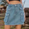 Women's Split Denim Skirt Cargo Denim Skirt Skirt