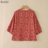 ZANZEA Women Elegant Round Neck Loose 3/4 Sleeve Floral Print Blouse