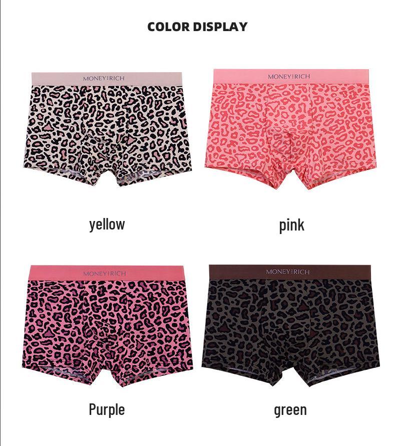 

Мужские роскошные сетчатые боксеры-брифы с леопардовым принтом из дышащего ледяного шелка XXXL розовый