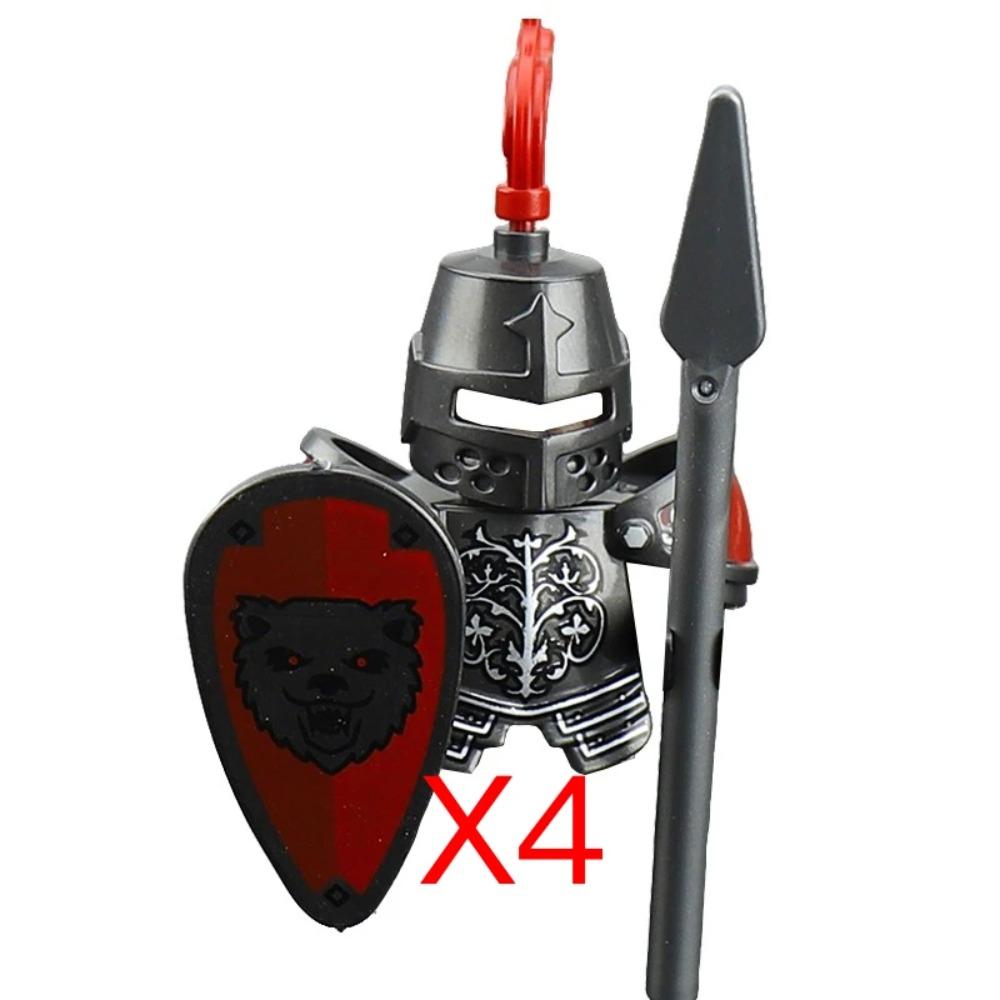 Mittelalterliche Burgsoldaten Actionfiguren Baustein Drache Anime Ritter Zubehör Kriegspferd Miliz Helm Schild Spielzeug Geschenk B15