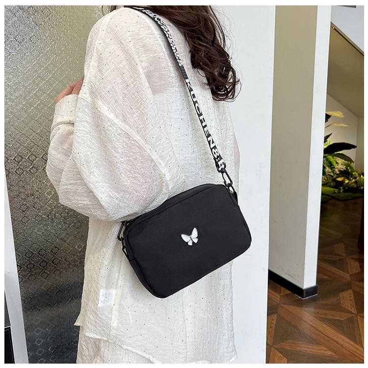Wide Strap Nylon Underarm Bag for Women, Solid Color Quilted Shoulder Purse, Soft Wavy Texture Crossbody Bag, Minimalist Daily Tote