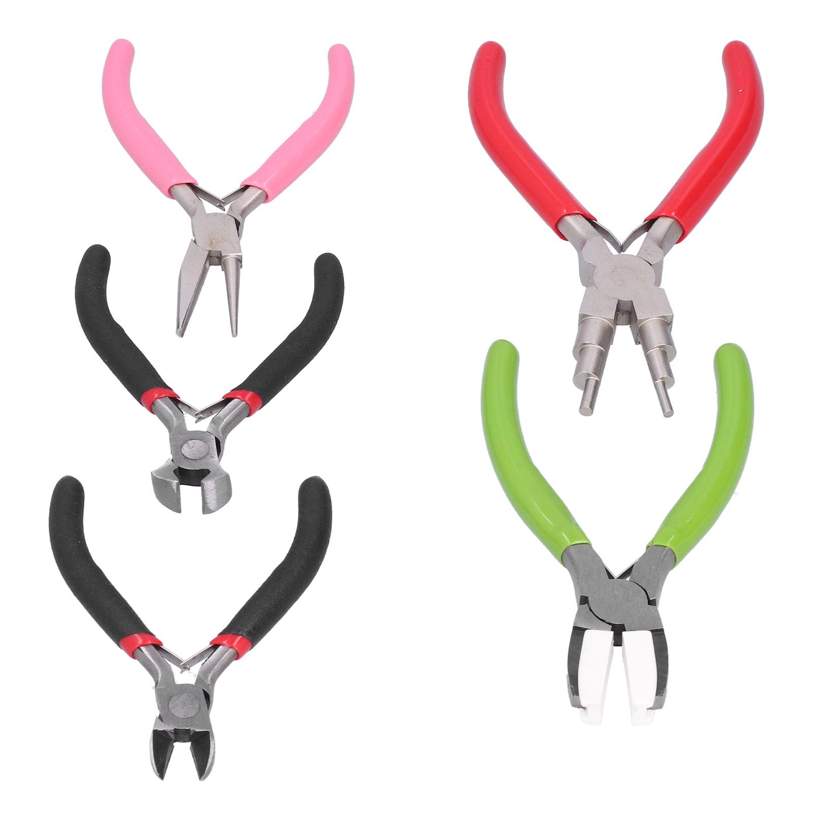 5Pcs Pliers Kit Diagonal Flat Nosed Bail Making Jewelry Pliers Hand Crimping Winding Tools Bail Making Pliers Jewelry Pliers Set