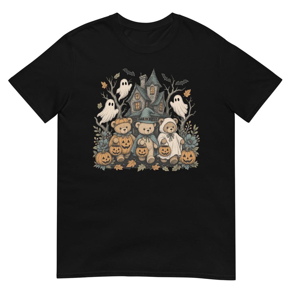 Trick Or Treat Bears Haunted House Halloween Cute Pumpkin Ghost T Shirt Gift
