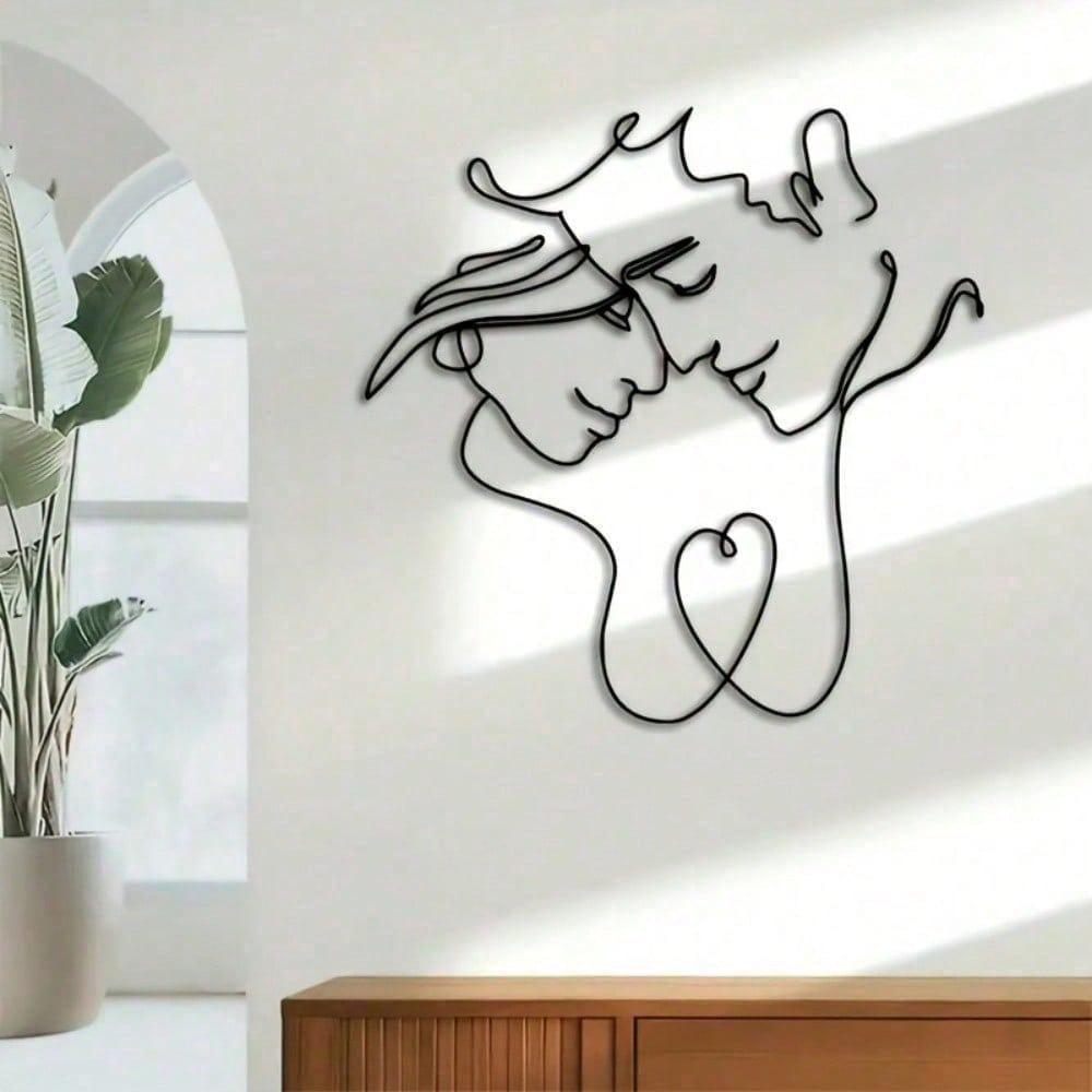 Metal Wall Art Abstract Couple Embrace 16x16 Inch Indoor Outdoor Durable Wedding Anniversary Valentine Gift Modern Home Decor