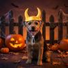 Breathable Bull Horn Shaped Dog Hat Decorative Dog Halloween Headwear  Cosplay Party