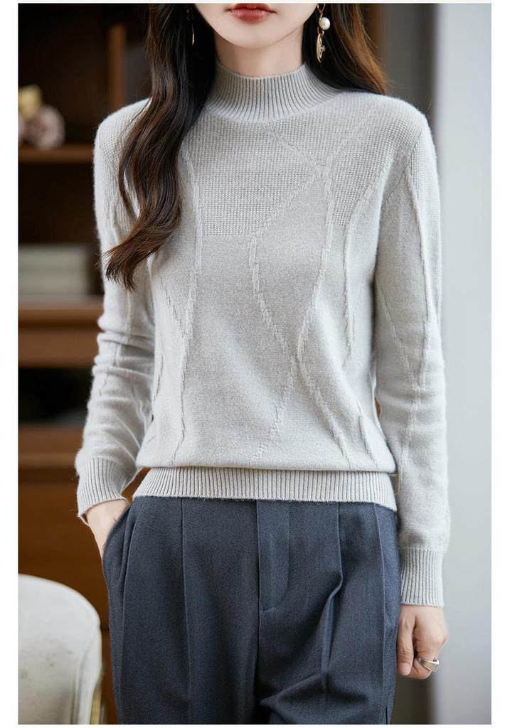 2025 Women's 100% Pure Wool High-Collar Loose Knit Sweater for Autumn/Winter