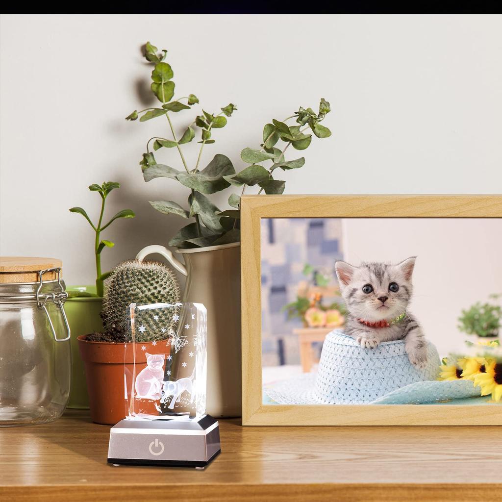 Popular birthday gift for and K9 Crystal Cat LED Light Base with USB women, mothers, wives, girlfriends. [Authentic] Charging.