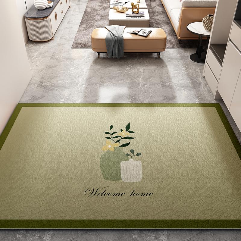 Modern Minimalist Entry Door Mat Home Pvc Leather Carpet Anti-oil and Anti-fouling Kitchen Rugs Large Area Washable Balcony Rug