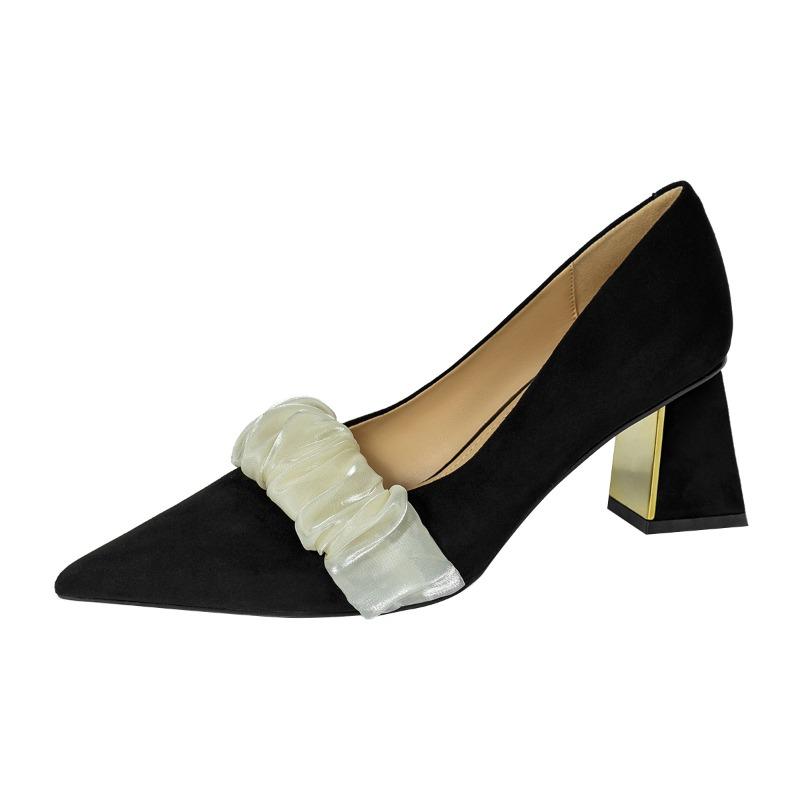 

2025Лето Роскошные женские туфли на массивном каблуке 6 см Туфли принцессы Натуральная кожа Вечерние Свадебные туфли Большого размера:34-39 34 чёрный