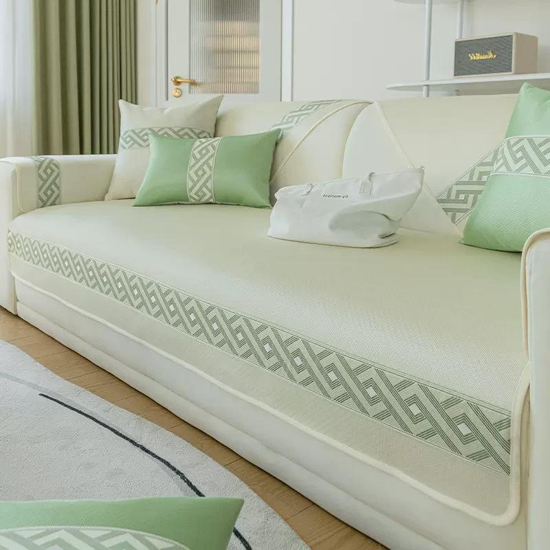 

Подушка для дивана из ледяного шелка, летняя, простая, нескользящая, накладка на сиденье, высококачественный чехол-мат для дивана с полной защитой 70x70cm белый