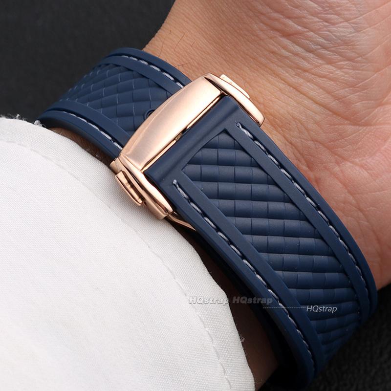Gummi-Uhrenarmband für Omega für Seamaster 300 Armband 20mm für Speedmaster AT150 Taucherarmbänder Schwarz Blau Silikonarmband