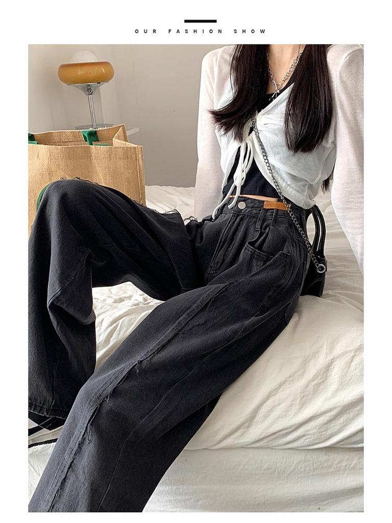 Women's High-Waist Wide-Leg Pear-Shaped Jeans: Retro Spring/Summer/Fall Style