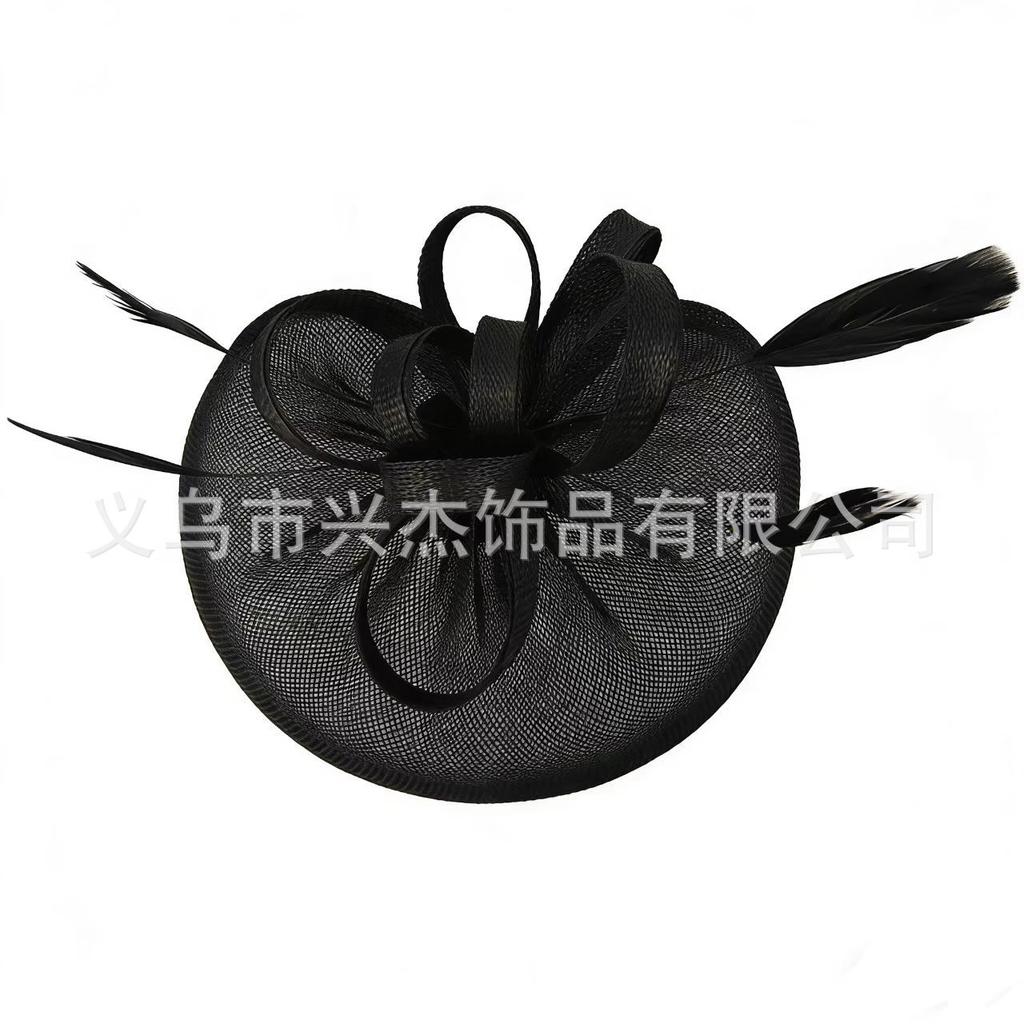 Feather imitation hemp mesh yarn, racing festival top hat, celebrity dress, hair accessories, catwalk, headgear, spring and summer new models