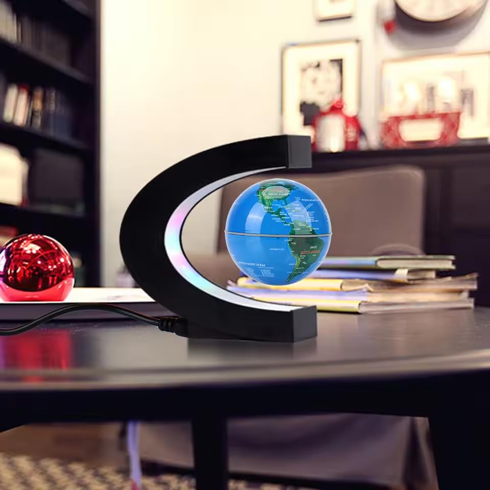 zmart Magnetic Levitation LED World Electronic Novelty Ball Floating Magnetic LED Interior Magnetic Magnetic Office Creative Desk Stylish Lighting