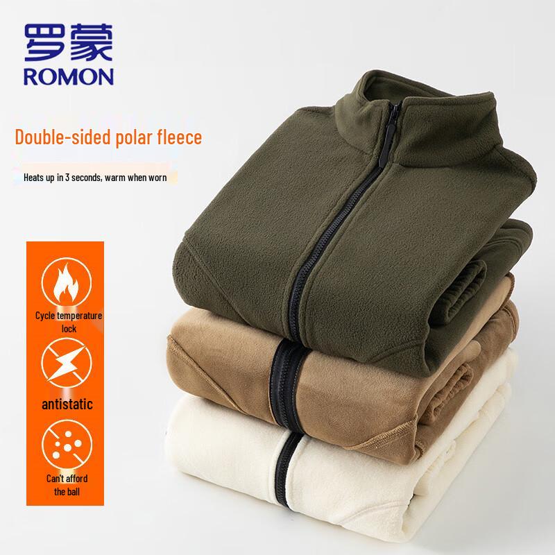 ROMON Men's Thickened Stand-Collar Fleece Jacket