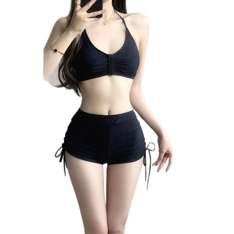 2025 Slimming One-Shoulder Bikini Cover-Up Set: Long-Sleeved, Split Swimsuit for Hot Spring Vacations