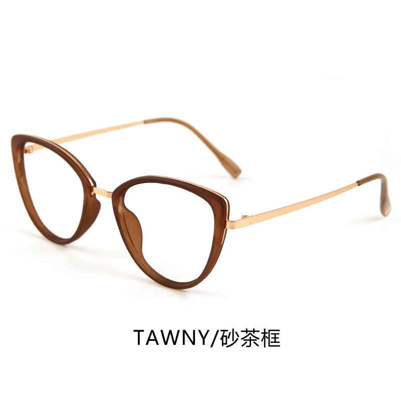 Trendy cat-eye photochromic anti-blue light glasses for women with round faces, making them look slimmer without makeup; also available as plain
