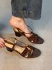 Old Money Wind Cross Belt Flat Sandals Women's Summer New Leather Versatile Open-toed Roman Shoes