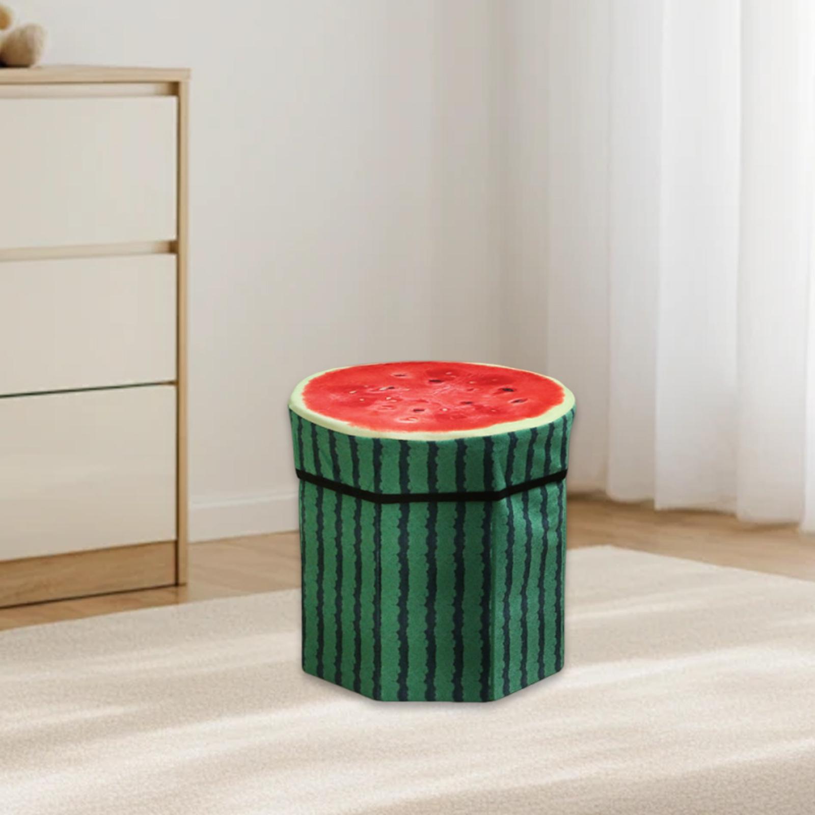 

Folding Storage Ottoman Fruit Pattern Funny Footstool Organizer Toy Storage Box