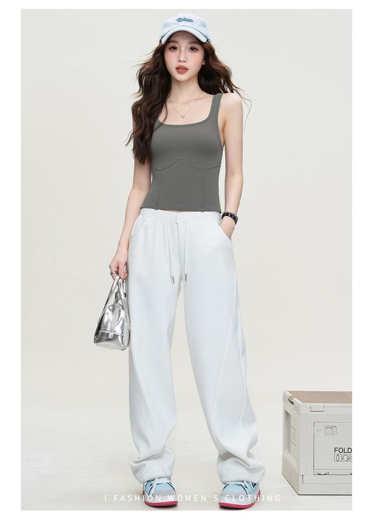Summer Trendy Hot Girl Fashion Vest Strap Slimming Sleeveless Solid Color Slimming Bottom Top