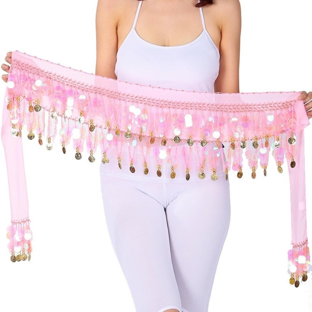 Belly Dance Belt Women Belt Skirt with Gold Color Coin Hip Scarf Fashion Waist Chain  Show Costumes