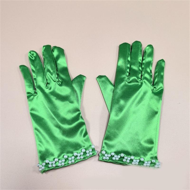 Short Gloves with Beaded Cuffs Bachelorette Party Stage Performances Handwear