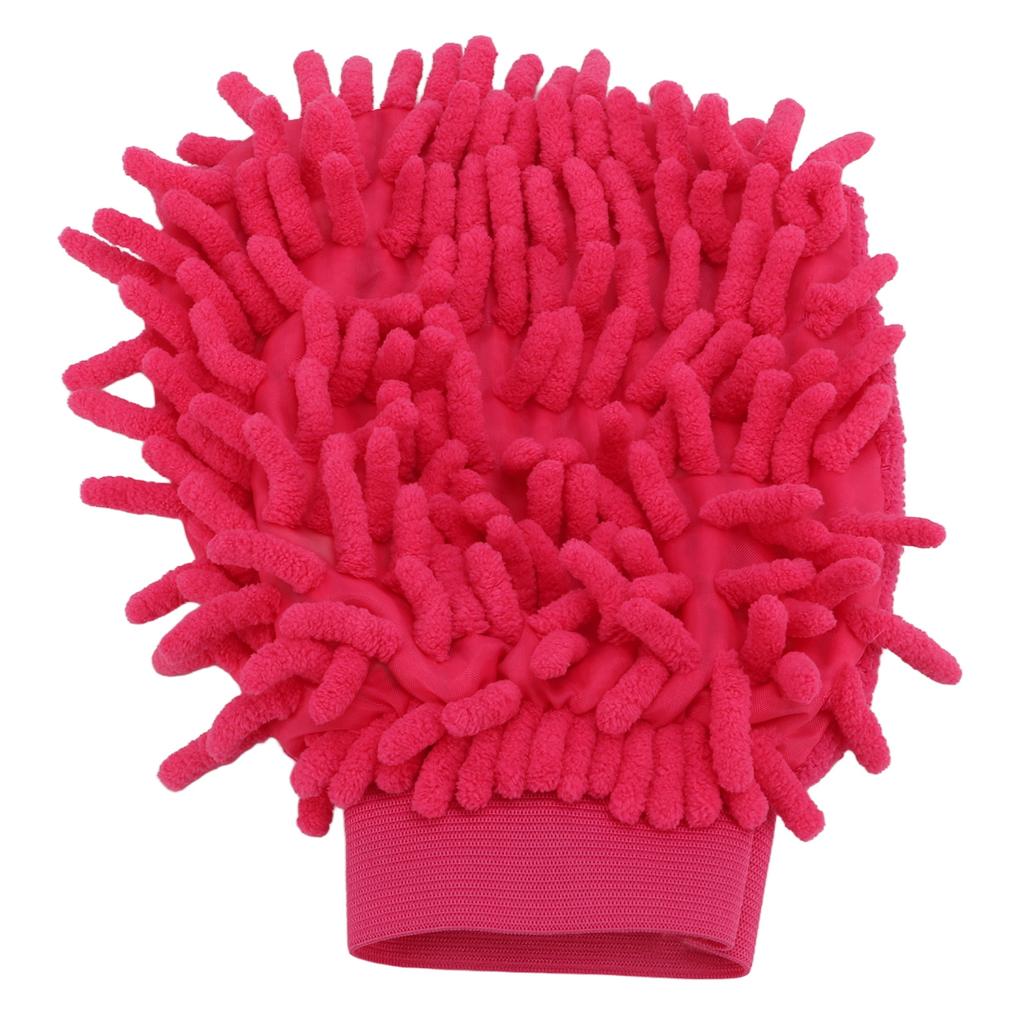 Car Wash Mitt Scratch Free Double Sided Chenille Pink Soft Washing Glove for Vehicle Cleaning