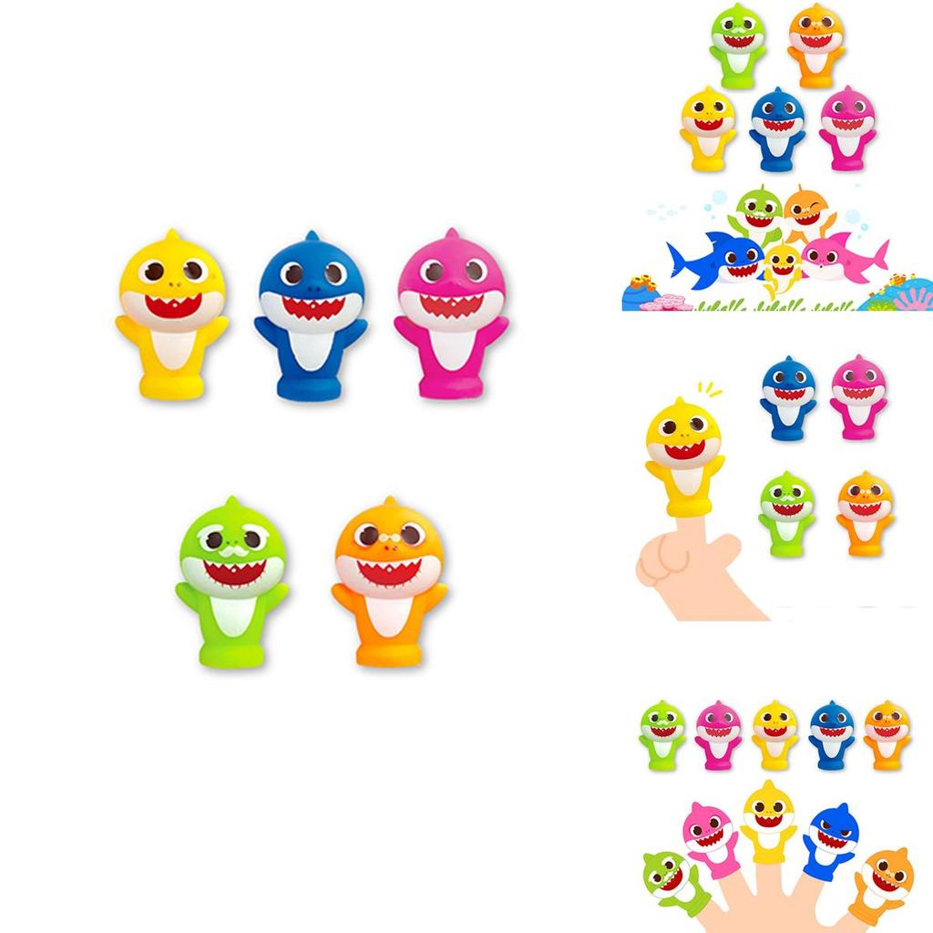 Cute Shark Finger Family Toy For Kids Plastic Material, Bag Packaging