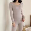 Women's Vertical Striped Pajamas Set Autumn Winter Long-sleeved Tight-fitting Thermal Clothing Set Body-shaping Self-heating Pajamas Two-piece Set