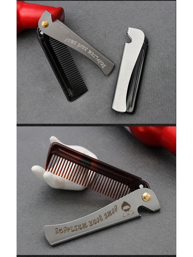 Tragbarer Retro-Klappkamm aus Edelstahl für Herren zum Friseur